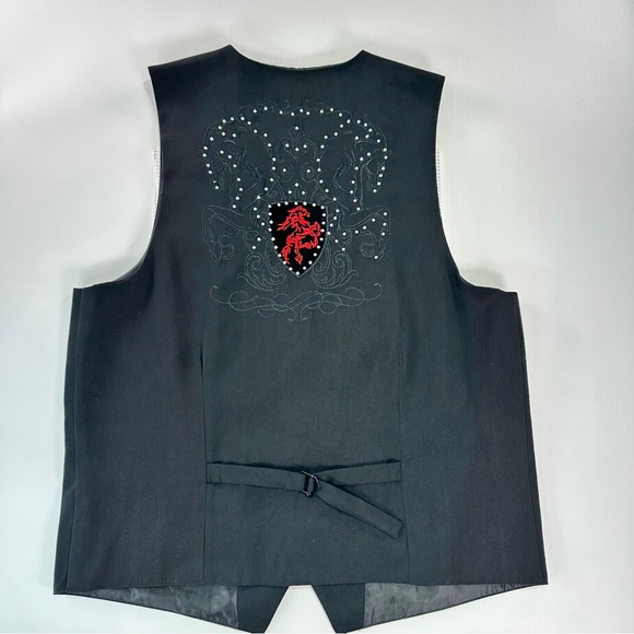 Pannocito Western Embroidered Vest Velvet Crest Rhinestone Black Size M - Picture 8 of 12